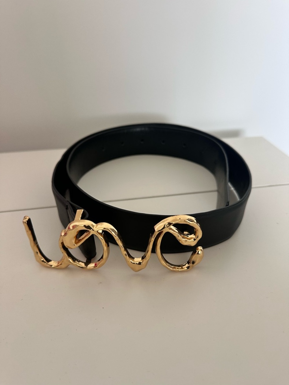 ZARA Belt with Gold 'Love' Buckle